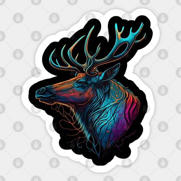 Colorful Elk Sticker by AI INKER